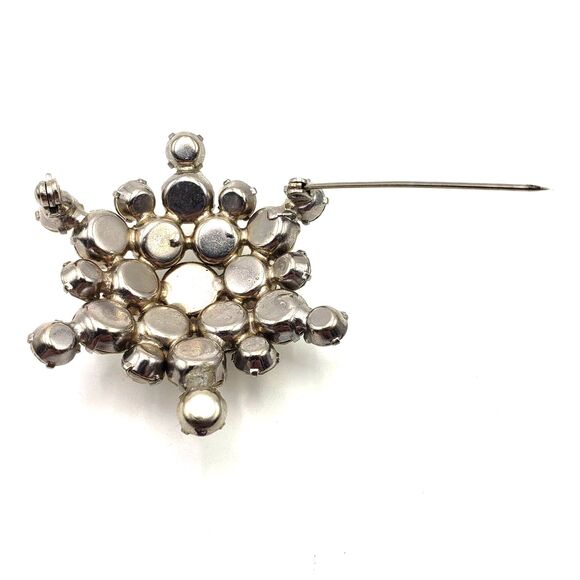 Prong Set Rhinestone Cluster Dome Silver Tone Brooch Pin Vtg Mid Century Glam - Picture 8 of 10